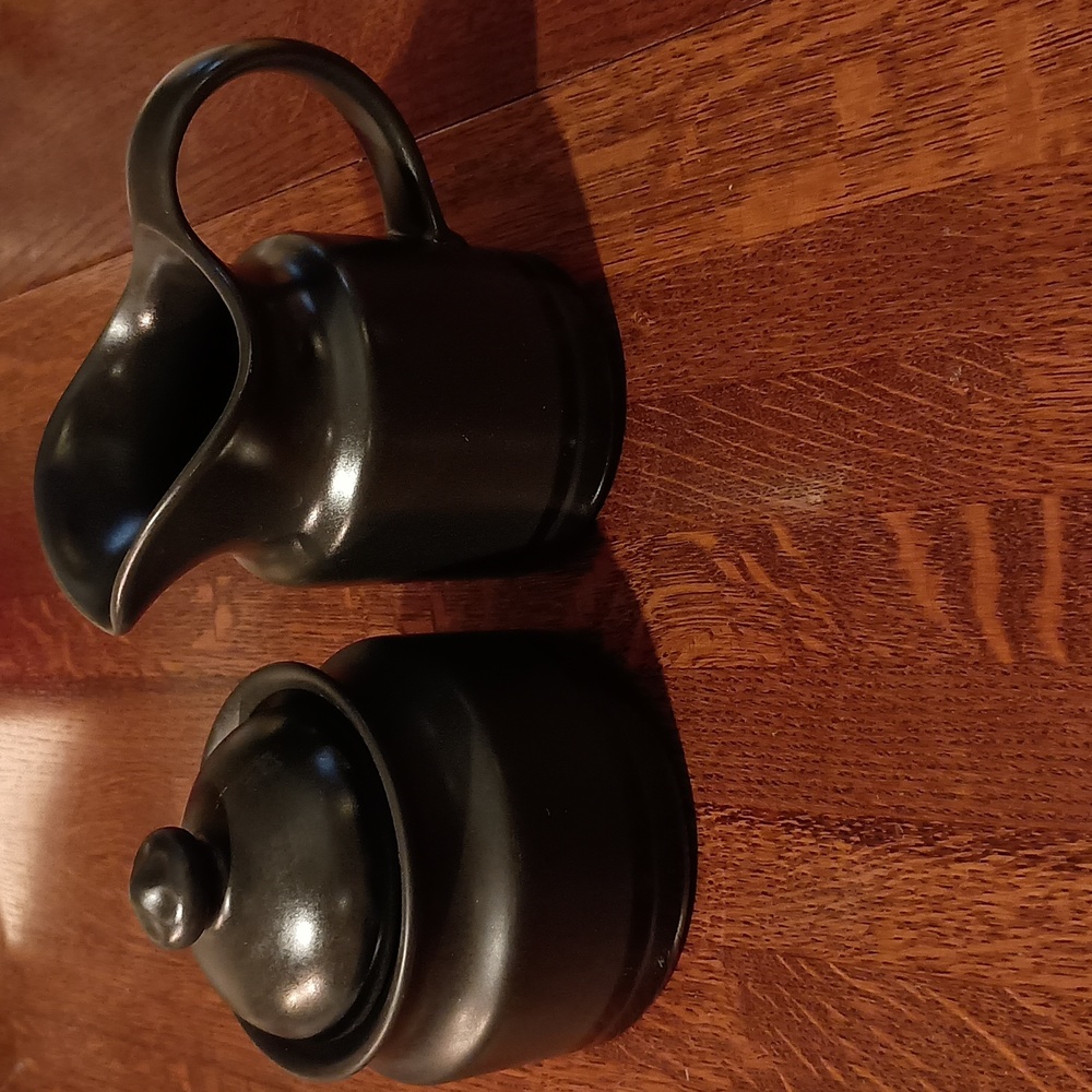 Pfaltzgraph Stoneware "Midnight Sun" Cream Sugar Set in Matte Black